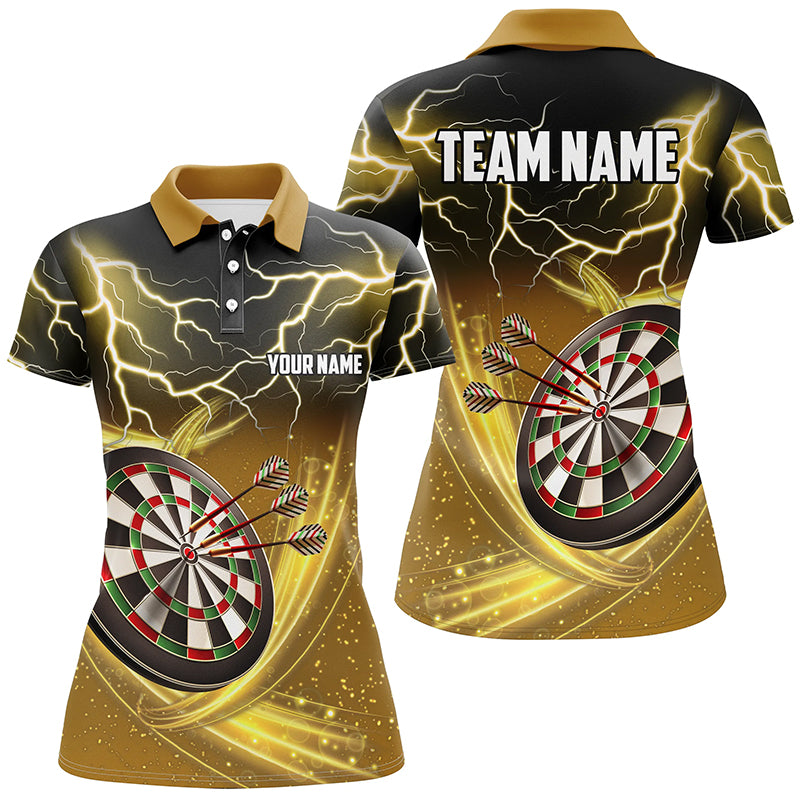 Personalisiertes Donner Blitz Gelb Darts Poloshirt – Individuelles Dart Trikot für Damen LDT0687