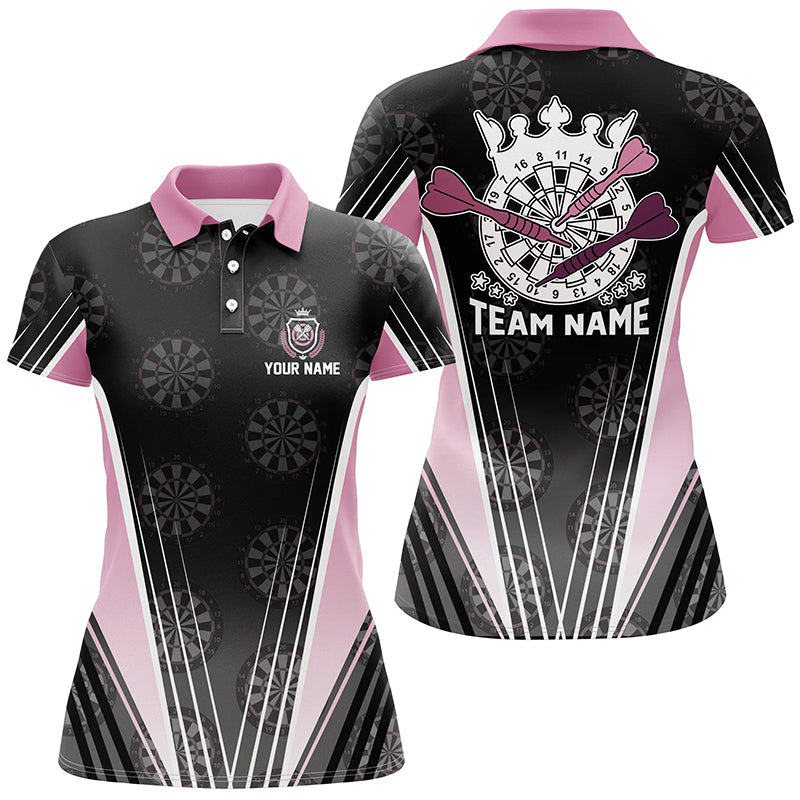 Individuelles Schwarz & Pink Krone Darts Poloshirt – Individuelles Darts Shirt für Damen Darts Trikot LDT0705