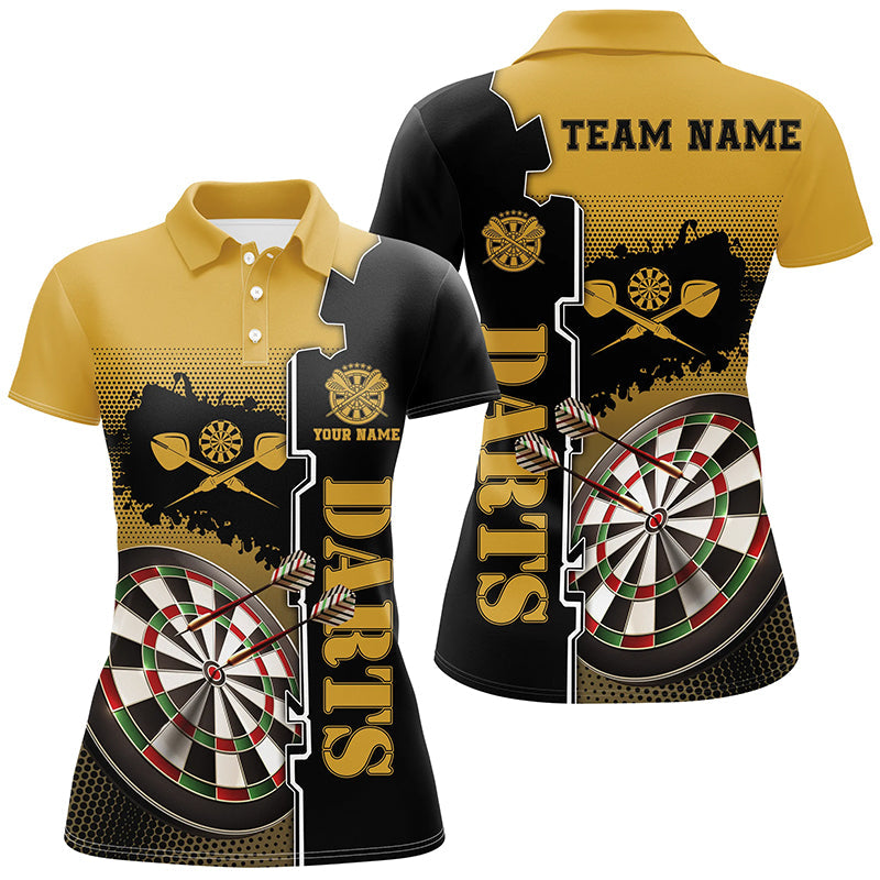 Individuelles Gelb-Schwarzes Darts Poloshirt – Individuelles Darts Shirt für Damen Dart Team Trikot LDT0417