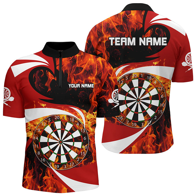 Feuer Flame Dartboard Herren Dart Quarter-Zip Shirt, Individuelles Herren Dart Shirt, Dart Trikots LDT1365