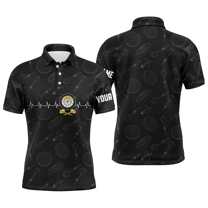 Dartboard Herzschlag Muster in Schwarz – Herren Poloshirt mit individuellem Darttrikot für Männer LDT0438