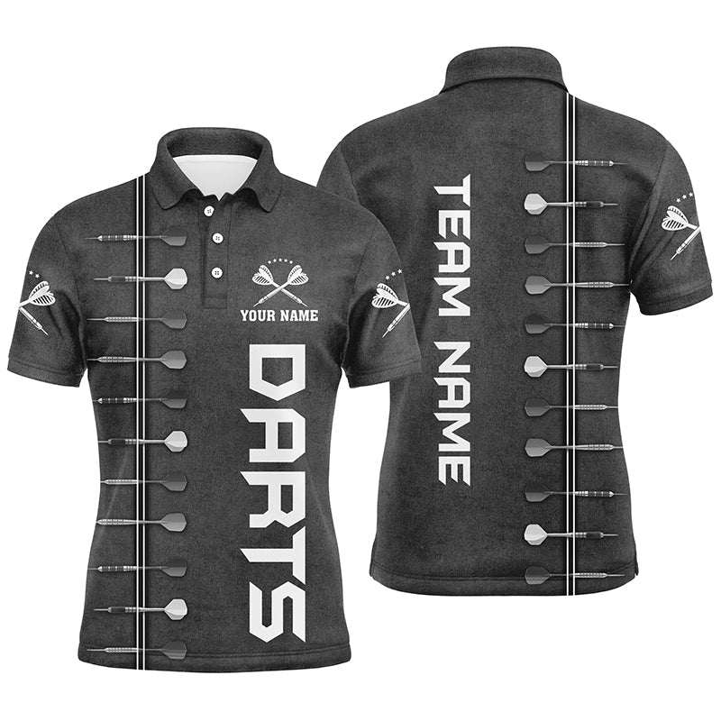 Personalisierter Herren Dart-Poloshirt 3D-Druck Schwarz-Weiß – Individuelle Darttrikots für Männer LDT0977