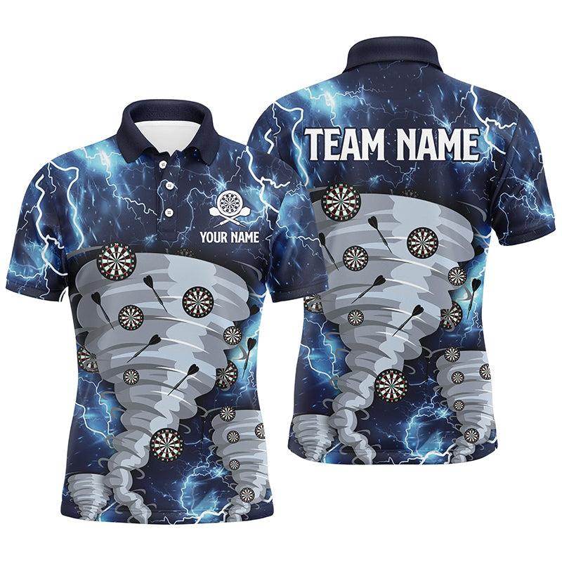 Blaues Donner Blitz Darts Herren Poloshirt – Individuelles Sturm Darts Shirt für Männer Dart Trikot LDT0777