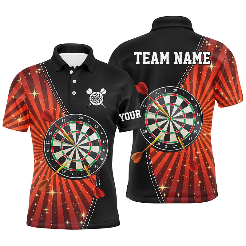 Schwarz-Orange Halo Herren Dart-Poloshirt – Individuelles cooles Dartshirt für Männer Darttrikots LDT1002