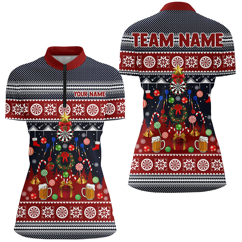 Individuelles Christmas Darts Quarter-Zip Shirt – Individuelles Darts Shirt für Damen Dart Trikot LDT0795