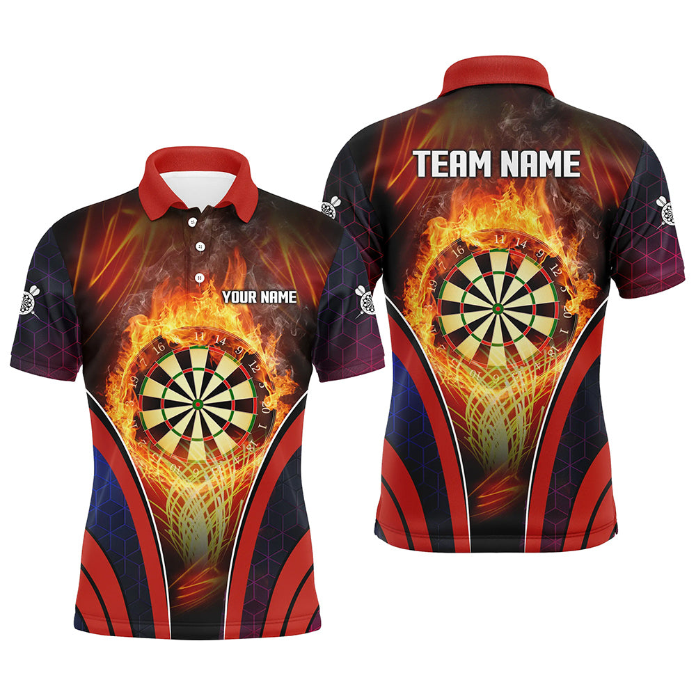 Orange Feuerflammen Sport Herren Darts Poloshirt – Individuelles Dartshirt für Männer Darttrikots LDT1445