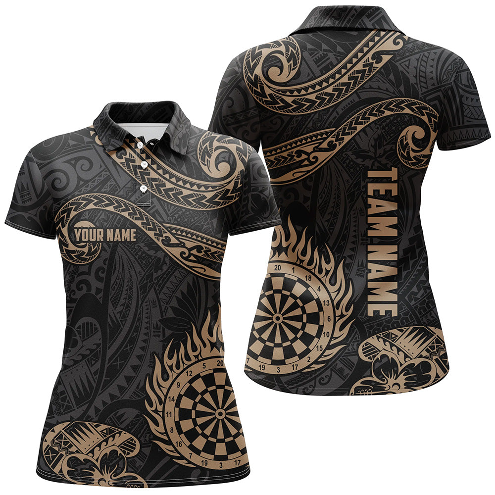 Individuelles Golden Hawaiian Tribal Flame Darts Polo Shirt – Individuelle Dart Trikots für Damen LDT0824