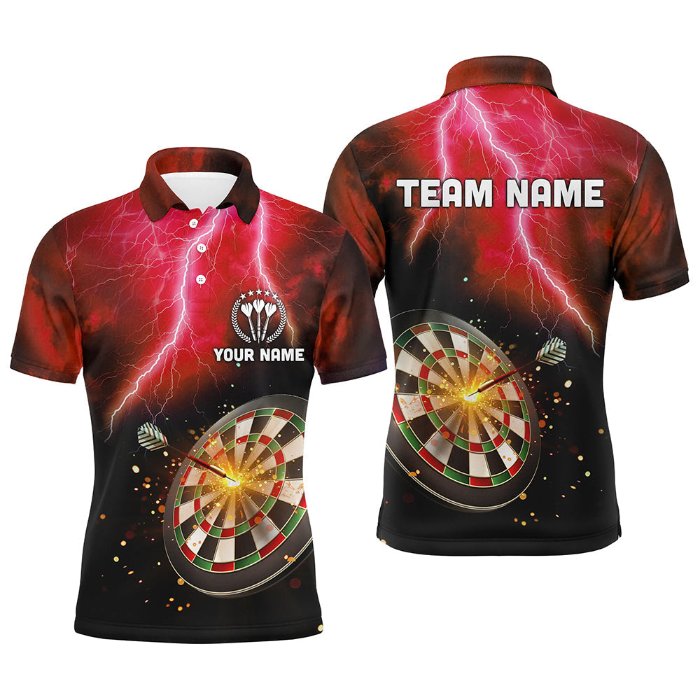 Personalisierter Donner-Blitz Rot Herren Dart Poloshirt – Individuelle Darttrikots für Männer LDT1235