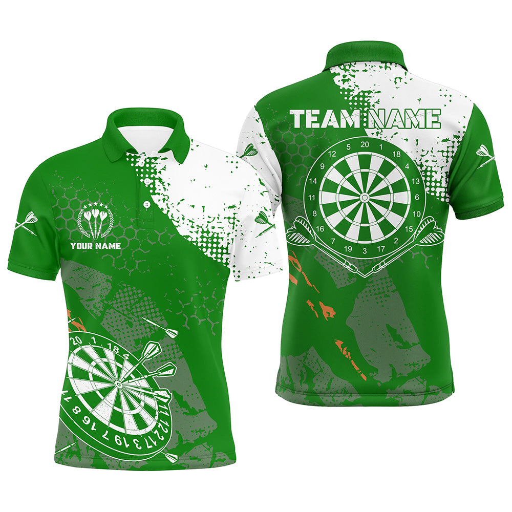 Retro Grün-Weiß Muster – Individuelle Herren Dart-Poloshirts Dart-Teamtrikots für Männer LDT0899