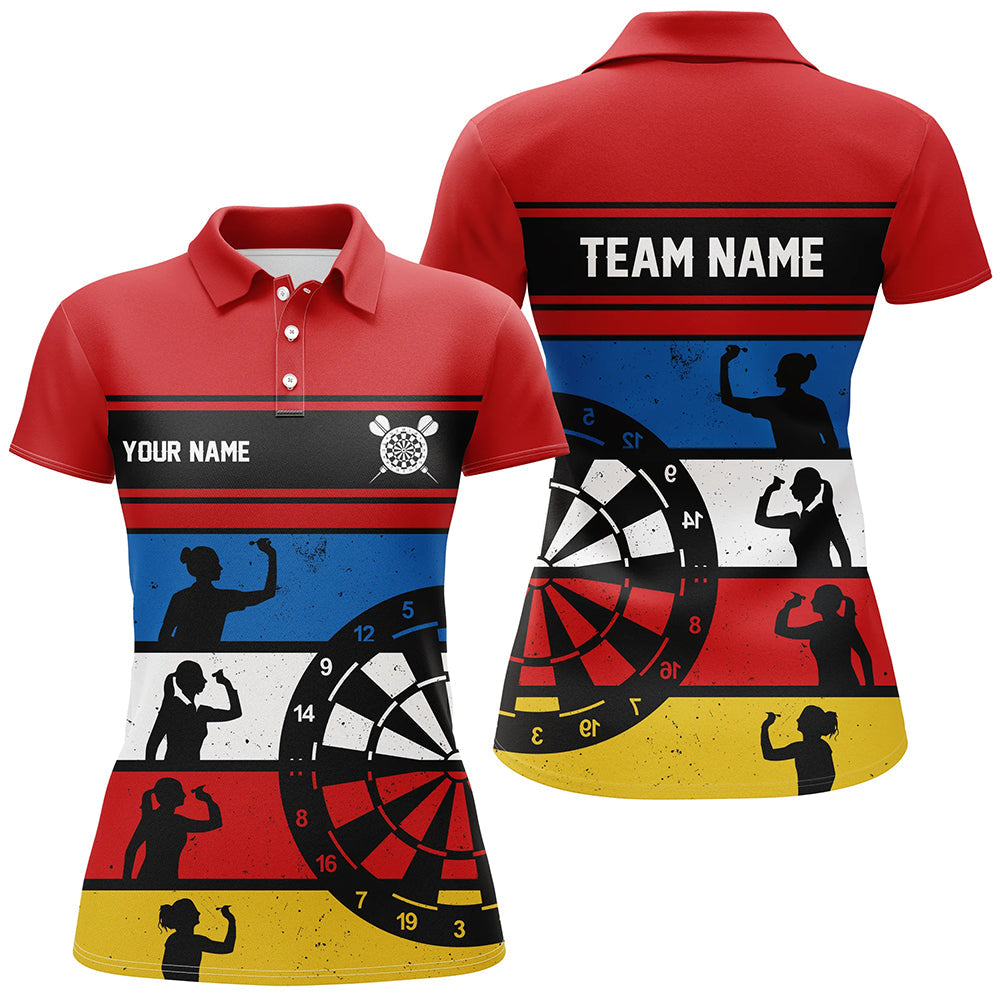 Buntes Retro Individuelles Damen Darts Shirt – Dart Shirt für Frauen Dart Trikots LDT1340