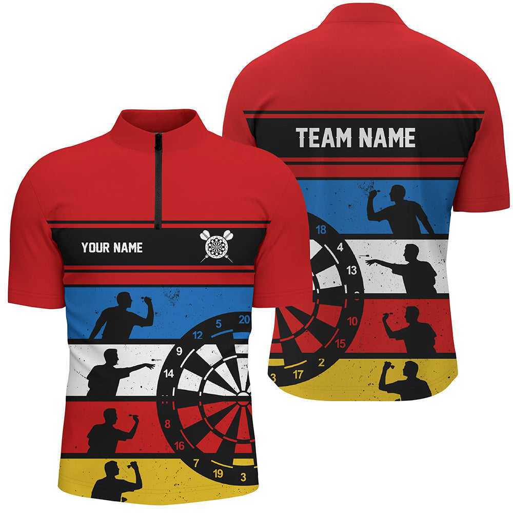 Bunt Retro Individuelles Darts Quarter-Zip Shirt – Individuelle Darts Shirts für Männer Dart Trikots LDT1340