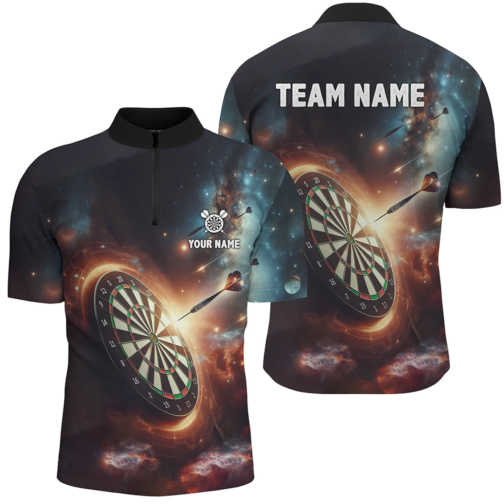 Darts Im Universum 3D Gedrucktes Darts Quarter-Zip Shirt – Individuelle Männer Darts Shirts Dart Trikots LDT1357
