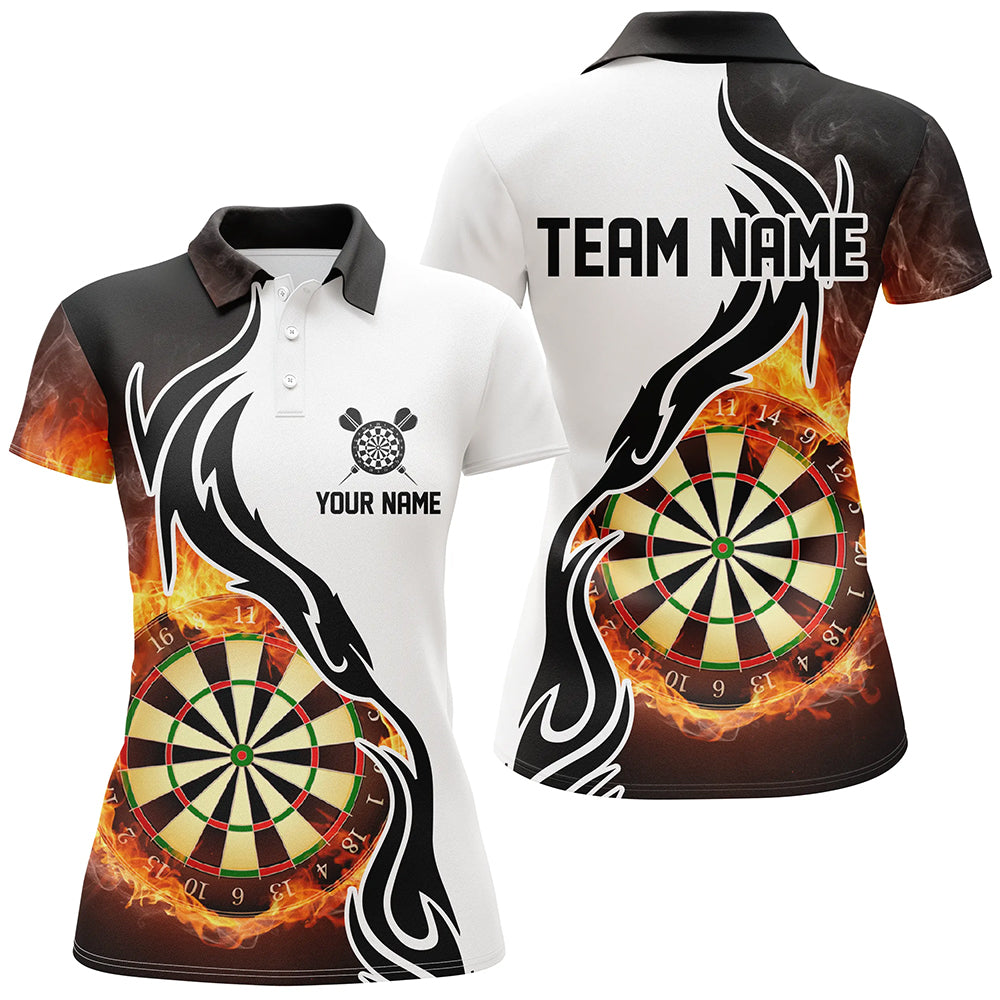Feuerflamme Dartscheibe Damen Dart Poloshirts – Individuelles Dart Shirt für Frauen Dart Trikots LDT1364