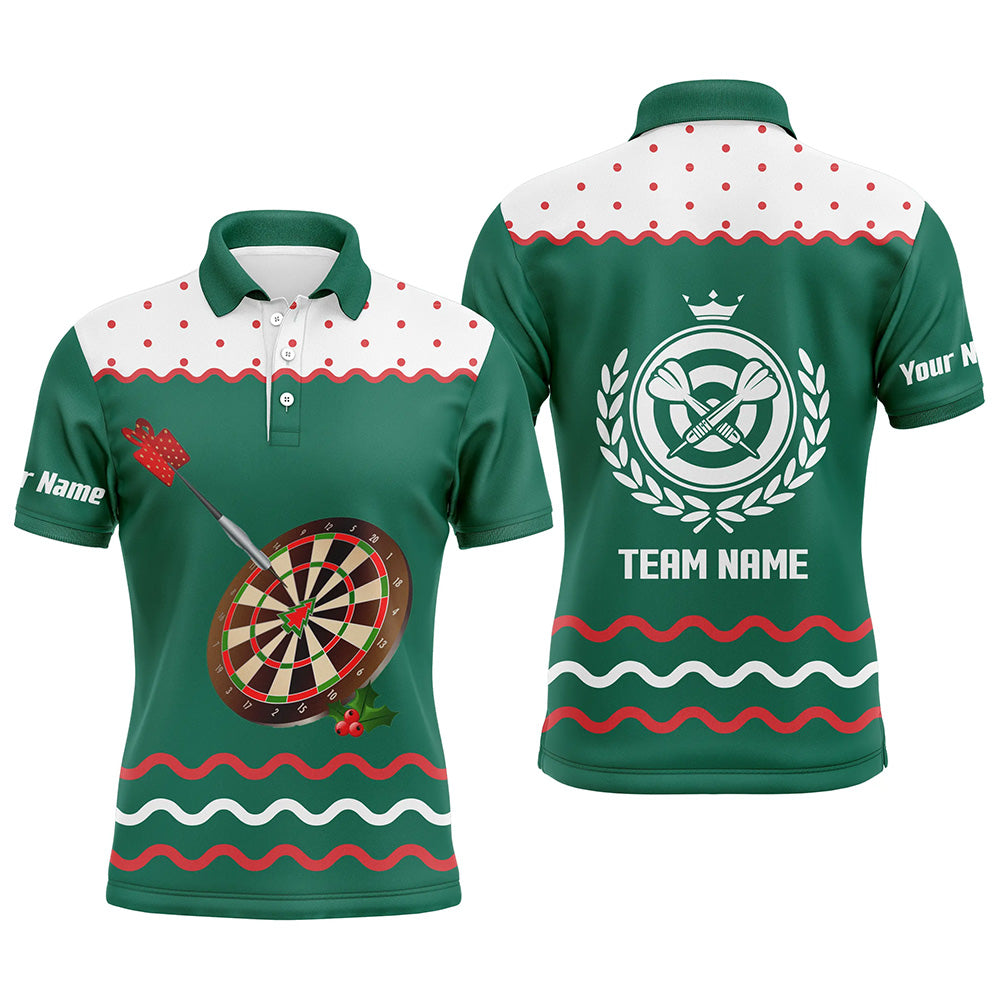 Personalisiertes Darts Weihnachtsgrünes Poloshirt – Individuelles Darts Shirt für Männer Darts Trikot LDT0740