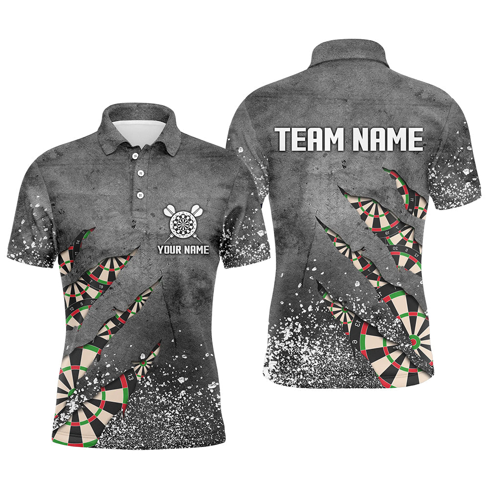 Paint Splash Graues Herren Darts Poloshirt – Individuelle Dartshirts für Männer Team Darttrikots LDT0964