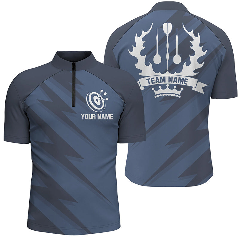 Maßgeschneidertes Männer Navy Lightning Basic Darts Quarter Zip Shirt – Cooles Dart Trikot für Männer LDT0318