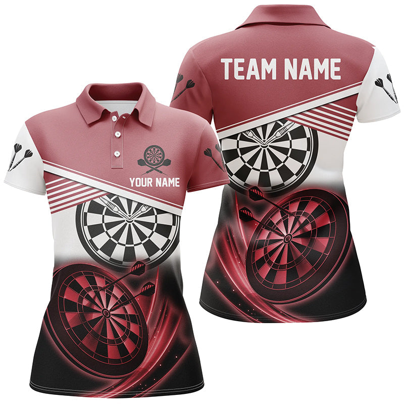 Personalisiertes Rot-Schwarz Darts Poloshirt – Individuelles Cooles Darts Shirt für Damen Team Trikot LDT0707