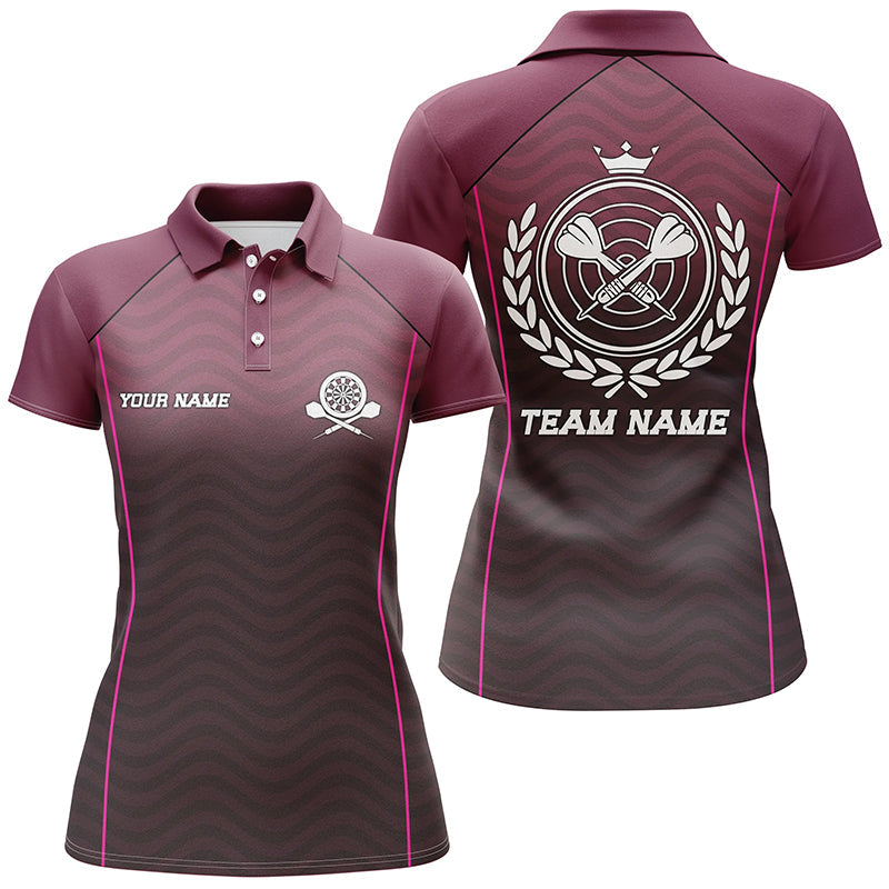 Individuelles Verschlungenes Wellenmuster Darts Poloshirt – Individuelles Darts Shirt für Damen Dart Trikot LDT0714