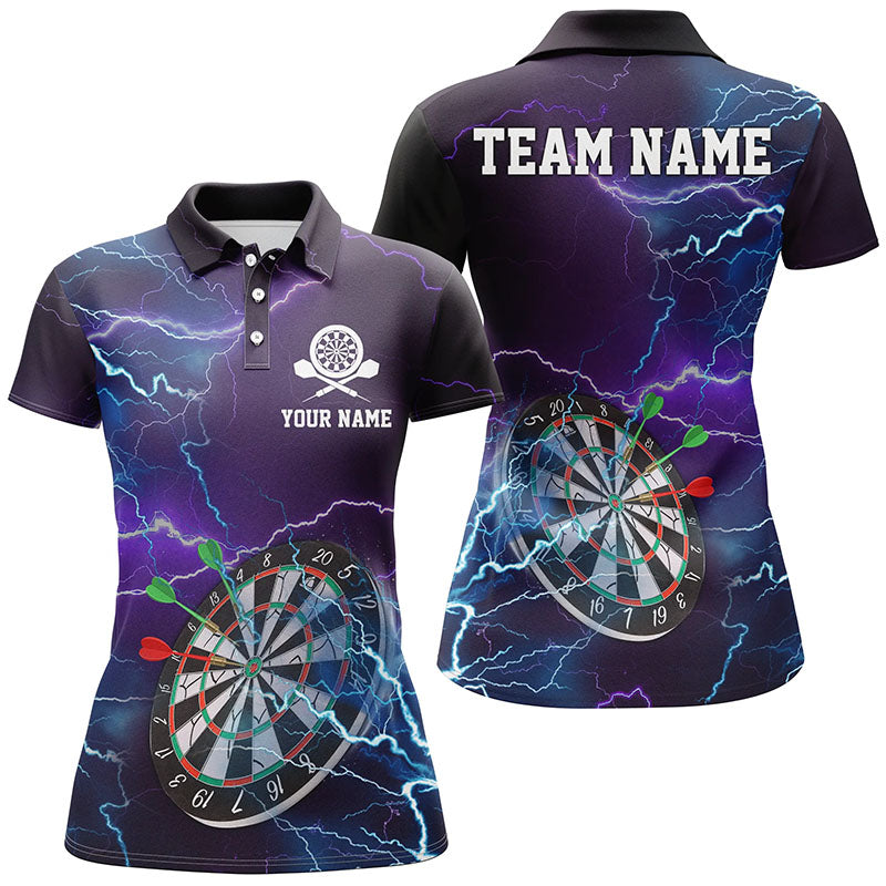 Individuelles Donner Blitz Lila Damen Darts Poloshirt – Individuelles Dart Trikot für Frauen LDT0979