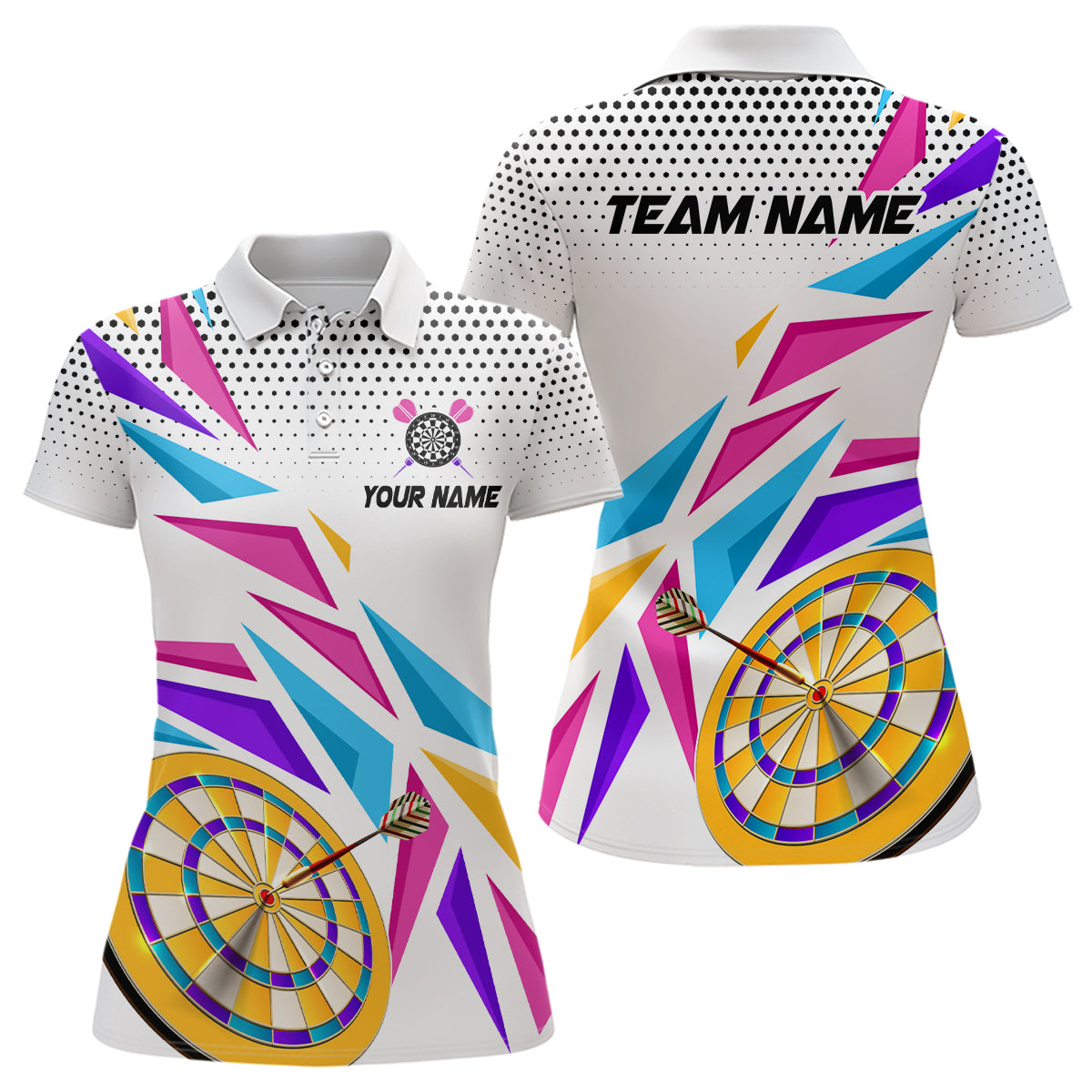 Sportlicher Stil Buntes Darts Poloshirt – Individuelles Dart Shirt für Frauen Dart Team Trikots LDT1461
