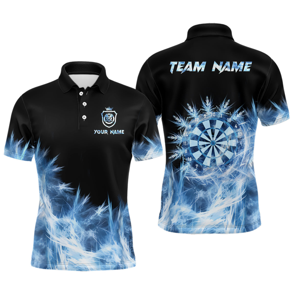 Eisblaues Licht Herren Dart-Poloshirt – Maßgeschneidertes Dartshirt für Männer Dart-Teamtrikot LDT0631