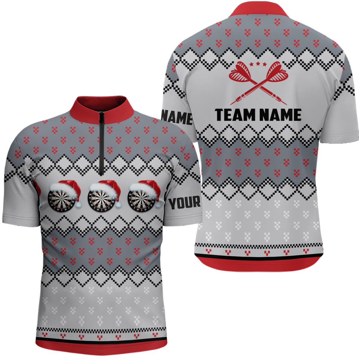 Individuelles Darts Weihnachtsmann Quarter-Zip Shirt – Individuelles Dart Shirt für Männer Dart Trikot LDT0741