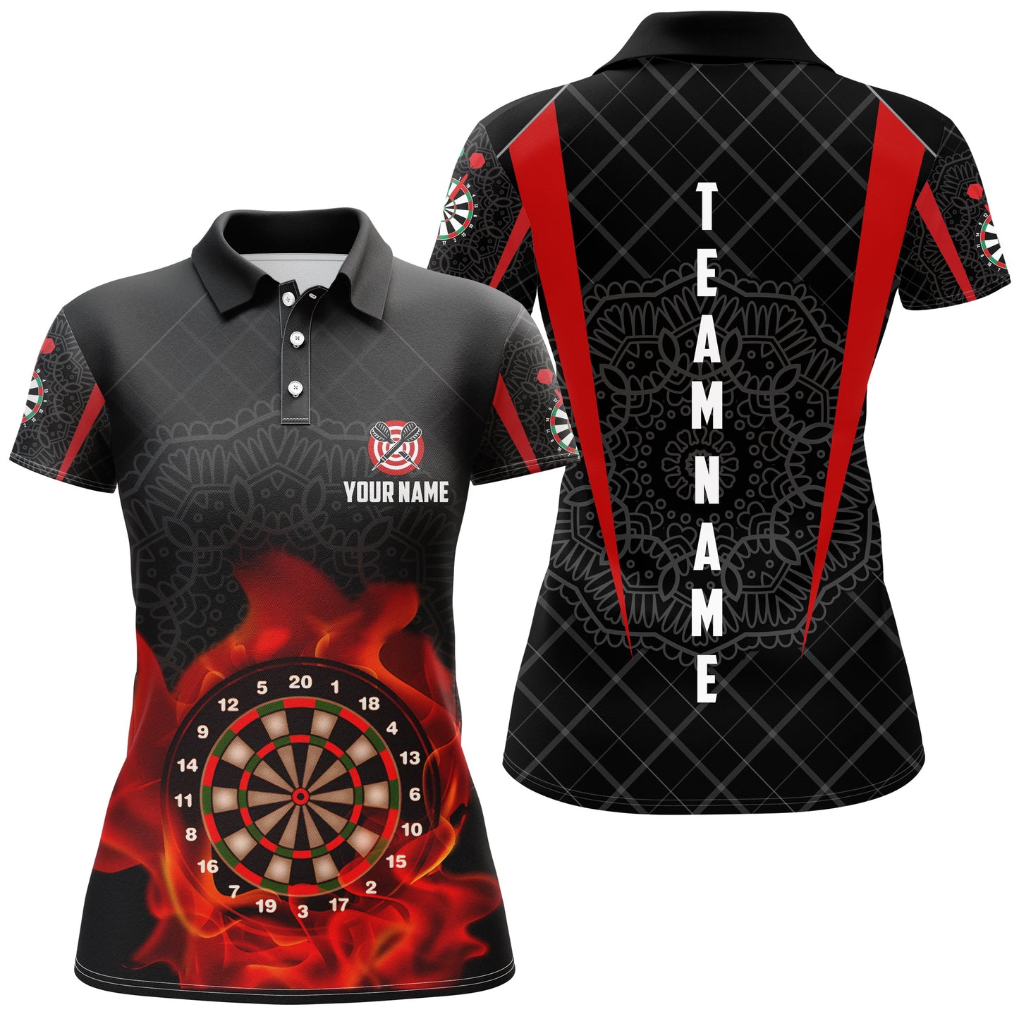 Sucht Celtic Muster Flamme Darts Poloshirt – Individuelles Darts Shirt für Damen Dart Trikot LDT0629