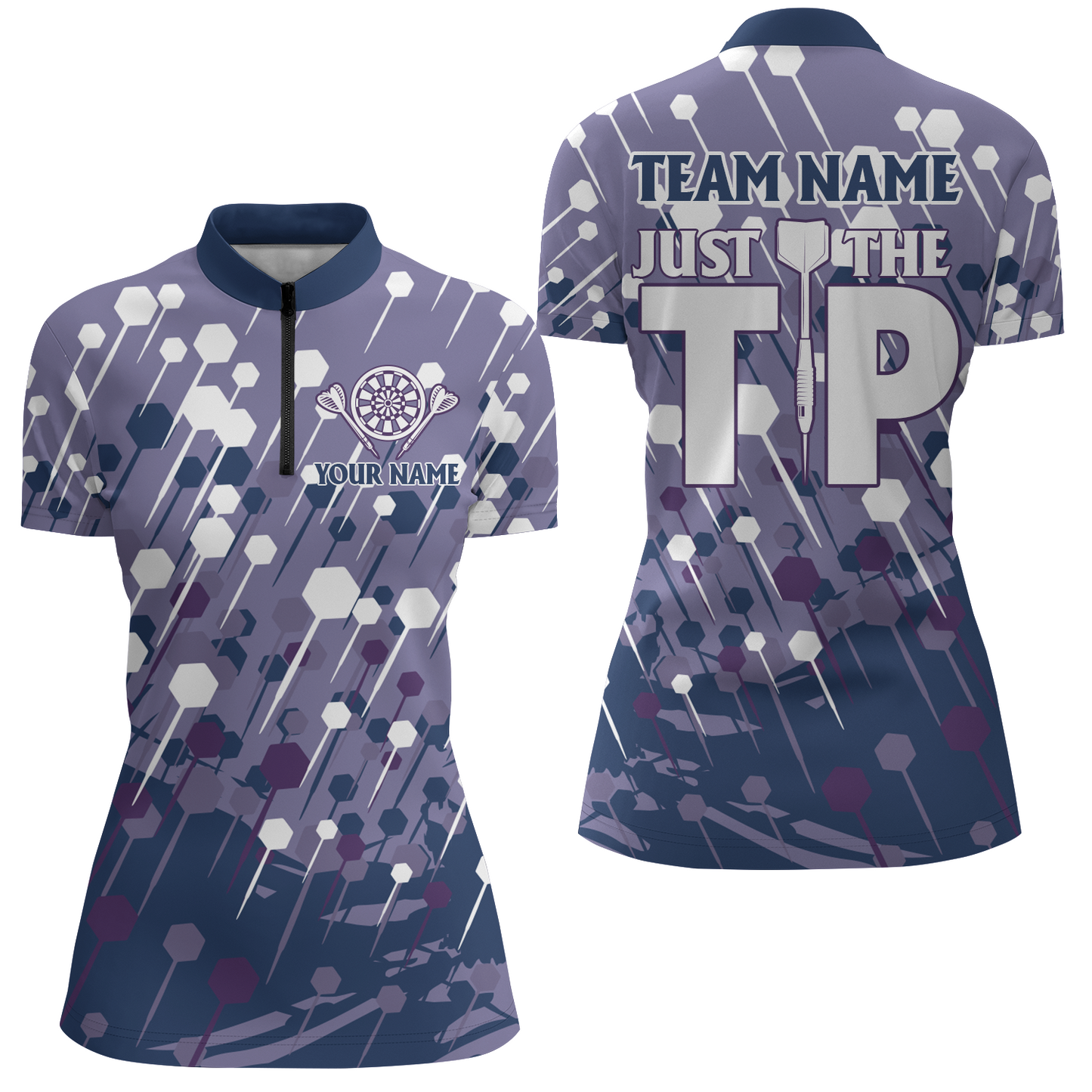Navy Lila Darts Quarter-Zip Shirts – Cooles Dart Shirt für Damen Dart Trikot für das Team LDT0393
