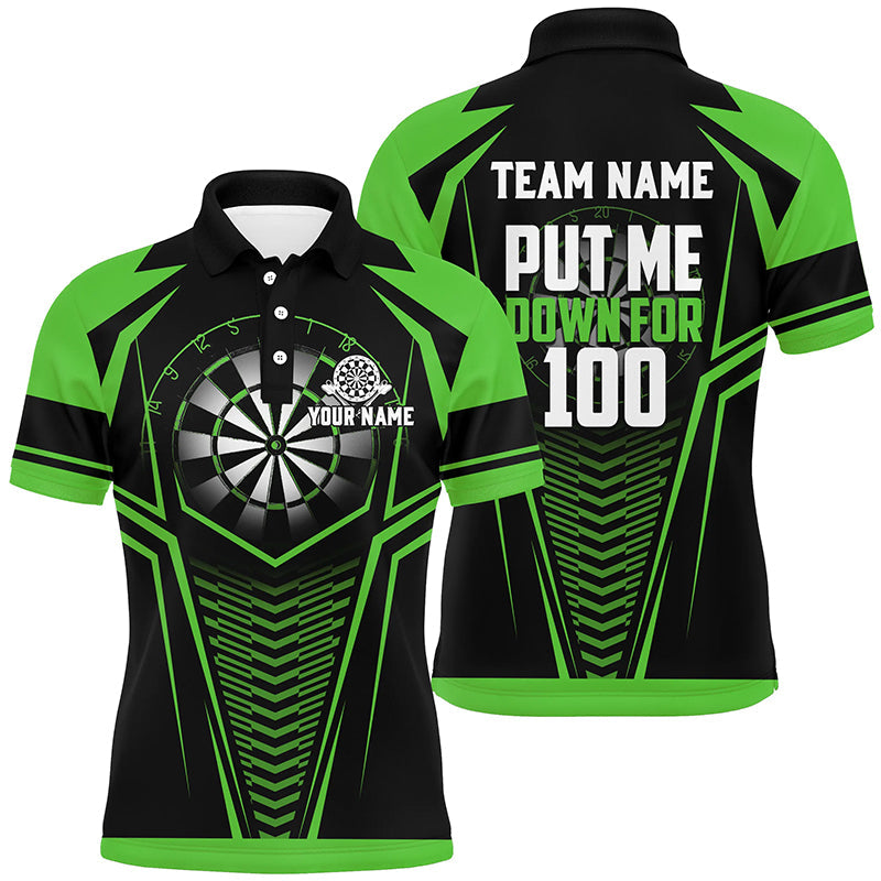 Individuelles Setz Mich Auf 100 Schwarzes Grünes Herren Poloshirt, Lustige Dart Shirts Dart Teamtrikot TDM1287
