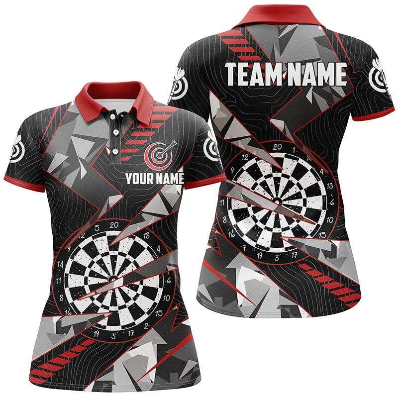 Individuelles Schwarzes Rotes Grunge Dartbrett Dart Poloshirt Für Herren, Dart Team Liga Shirt TDM1516