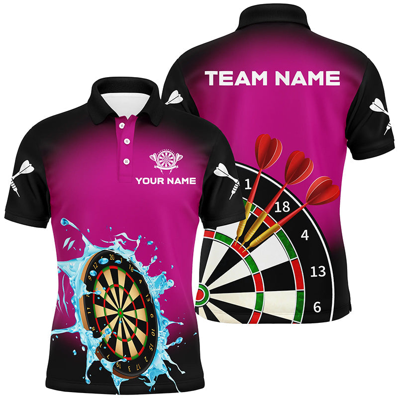 Individuelles Dartbrett Im Spritzenden Wasser Pink Herren Poloshirt, Lustige Dart Team Shirts TDM1374