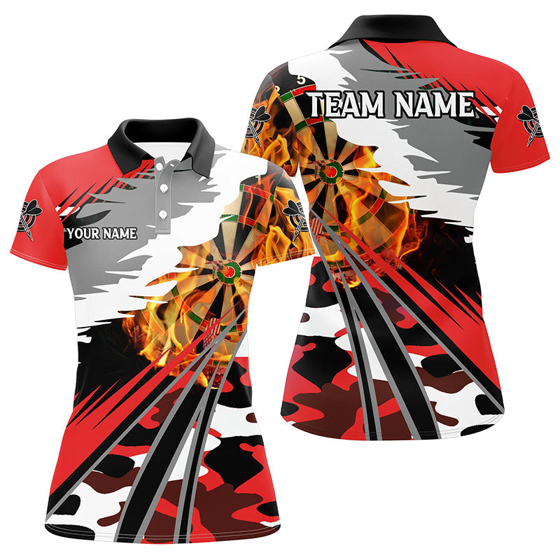 Individuelles Dartboard Feuer Dart Poloshirt für Herren, Rotes Dart Trikot Kleidung Für Team TDM1195