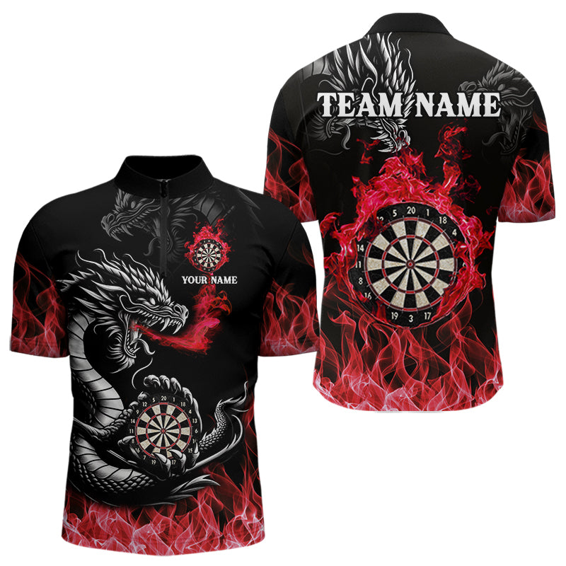 Personalisierte Rote Flaming-Dragon Dartshirts Für Herren – Teamtrikot Polo & 1/4 Zip TDM4310