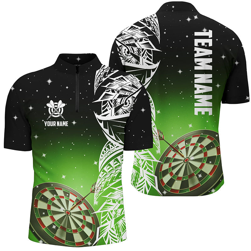 Individuelles Dartboard Grün Version Herren Shirt mit Viertelreißverschluss, Dart Liga Trikot TDM1200