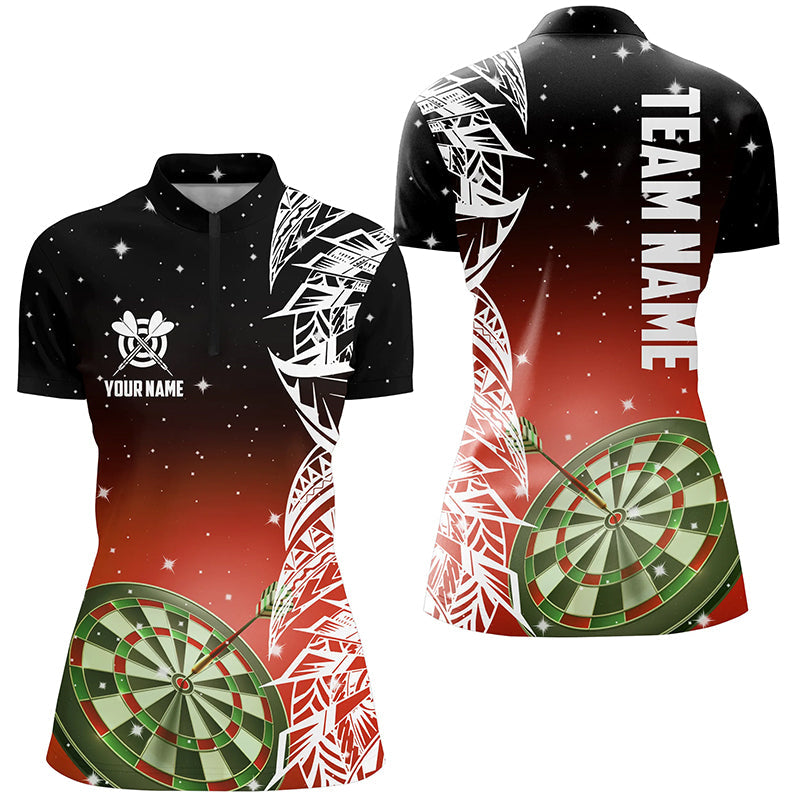 Individuelles Dart Board rote Version Damen Quarter Zip Shirt, Dart Liga Trikots, Dart Teamtrikot TDM1202