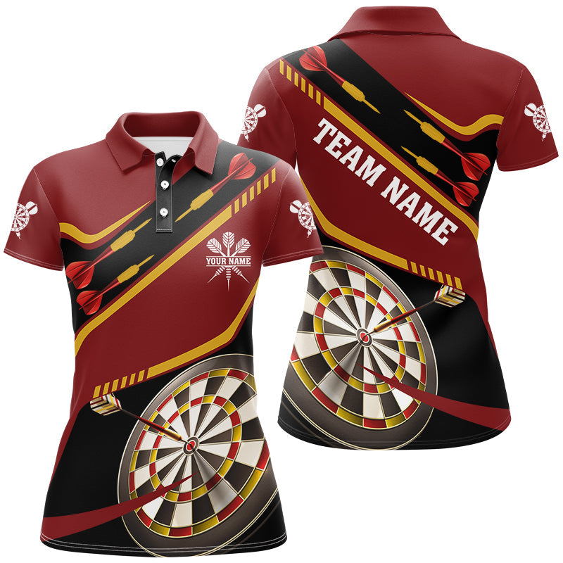 Individuelles Rotes Darts Turnier Dart Poloshirt für Damen, Dart Trikot Team Dartboard TDM2950