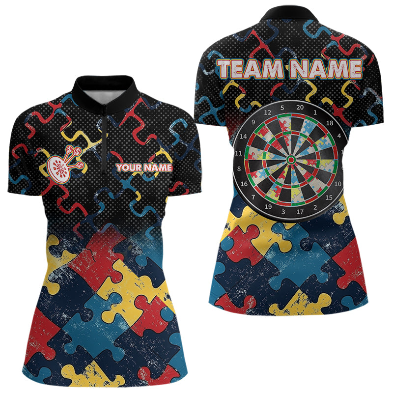 Individuelle Grunge Bunte Muster Damen Dart Quarter Zip Shirts, Dart Trikots Team Uniform TDM3695