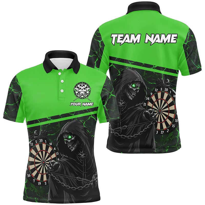 Individuelles Todes Skelett Grünes Dart Herren Poloshirt, Cooles Darttrikot TDM1984