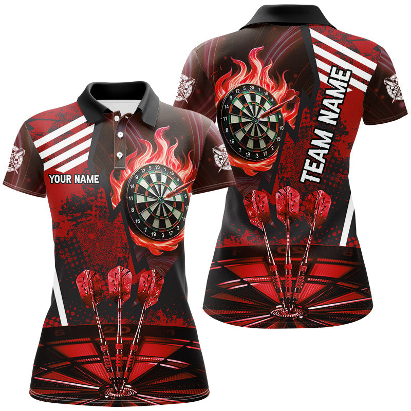 Individuelles Rotes Dartboard Feuerflamme Ziel Dart Poloshirt für Damen, Team Uniform TDM2701