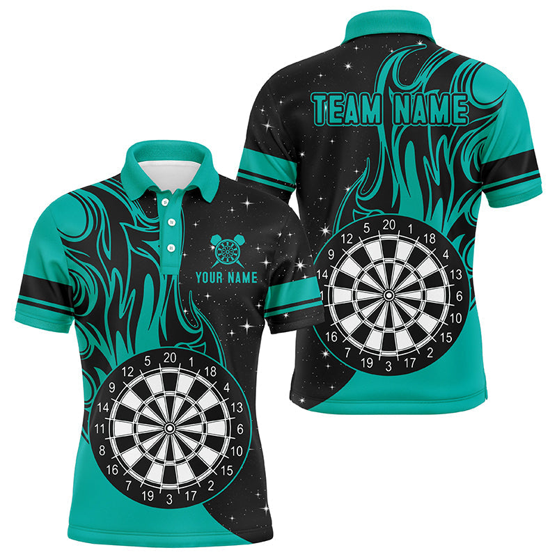 Individuelles Türkises Dart Feuer Poloshirt Für Herren, Dart Teamtrikot TDM1418