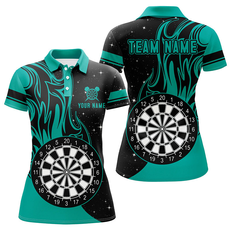 Individuelles Türkises Dart Feuer Poloshirt Für Herren, Dart Teamtrikot TDM1418
