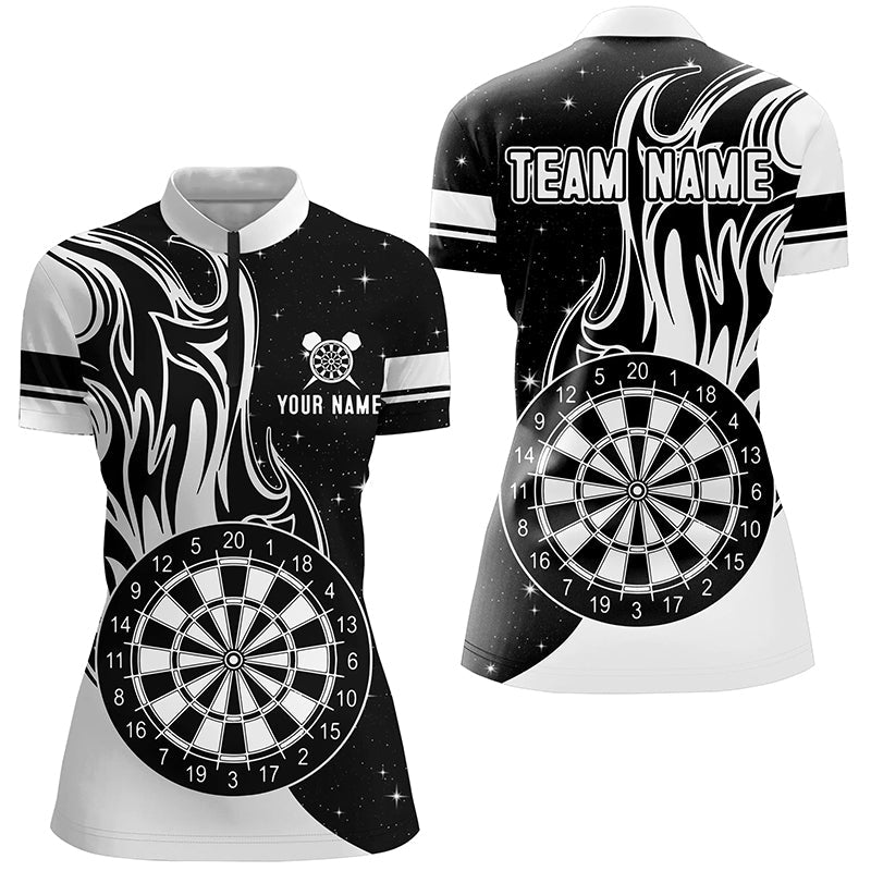 Individuelles weißes Dart Fire Quarter Zip Shirt für Damen, Dart Team Uniform TDM1420