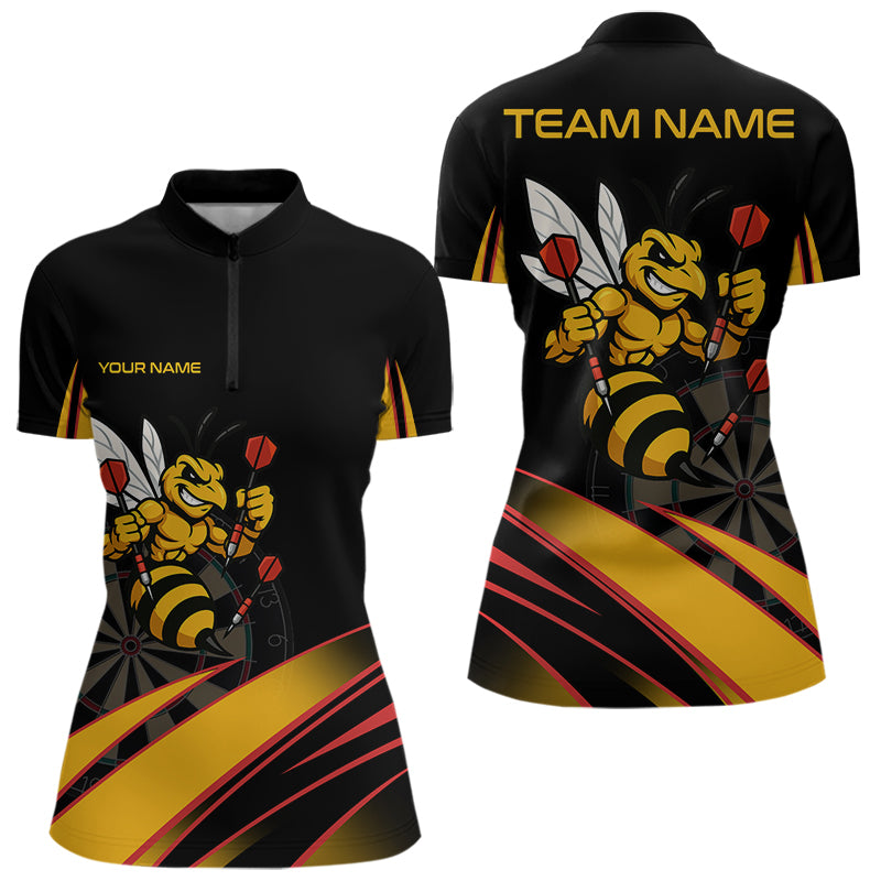 Individuelles Gelb-Schwarz Lustige Biene Dart Damen Quarter Zip Shirt – Dart Trikots TDM3879