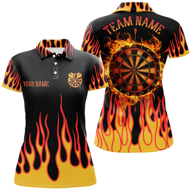 Individuelles Oranges Dartbrett Feuerflamme Dart Herren Poloshirt, Dart Teamtrikot TDM1786