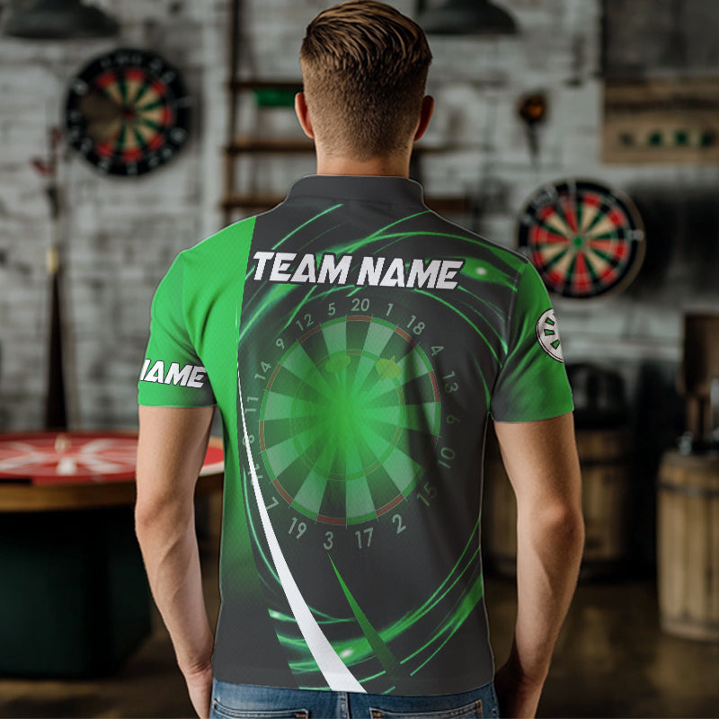 Schwarz Grün Lichter Dart Polo, 1/4 Reißverschluss Maßgeschneidertes Dartshirt Für Herren Darttrikot TDM3546