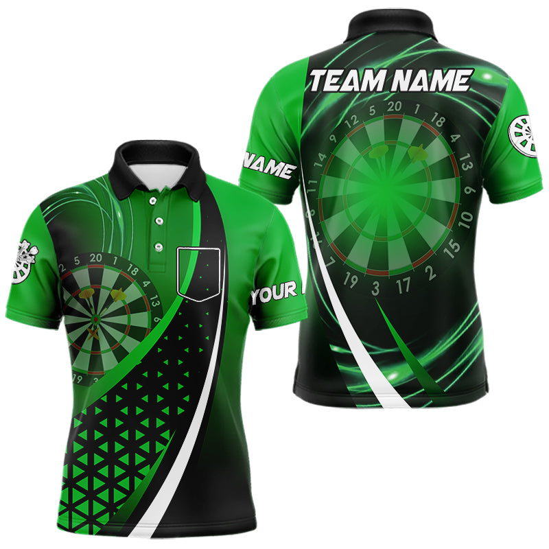 Schwarz Grün Lichter Dart Polo, 1/4 Reißverschluss Maßgeschneidertes Dartshirt Für Herren Darttrikot TDM3546