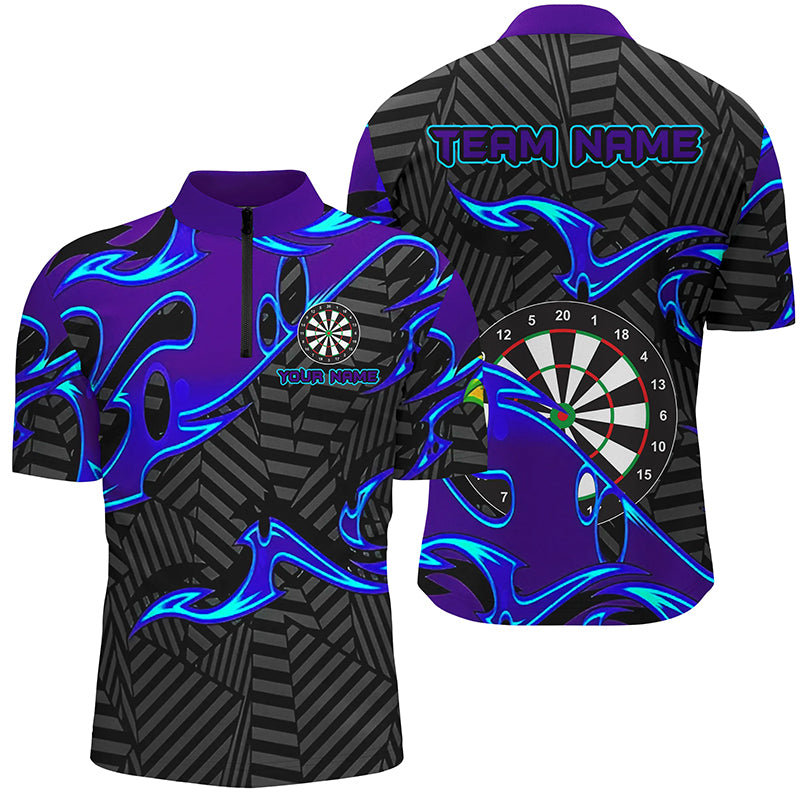 Personalisierte Schwarz-Lila Darts Polo & Zip-Shirts – Herren Team Darttrikots nach Wunsch TDM1429