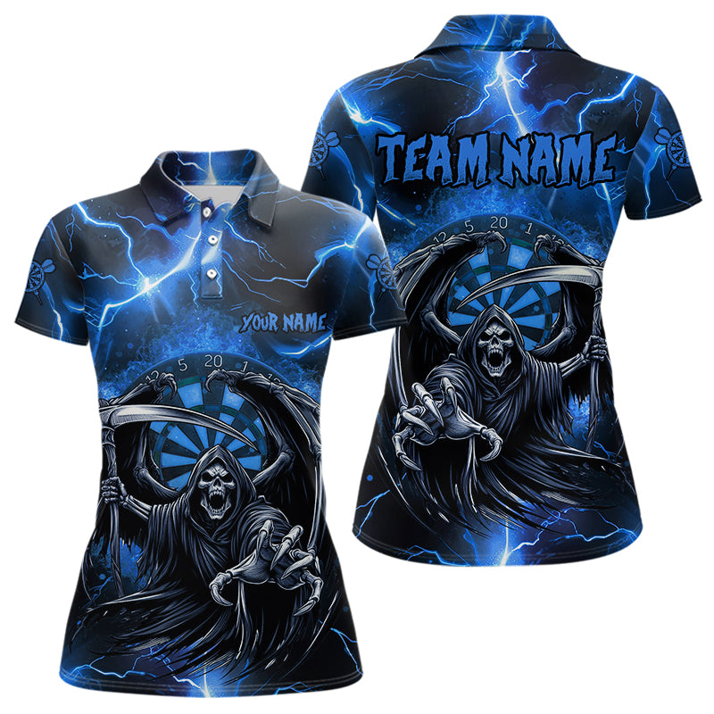 Blau Totenskelett personalisierte Donner Blitz Damen-Dartshirts, Darttrikots TDM3550