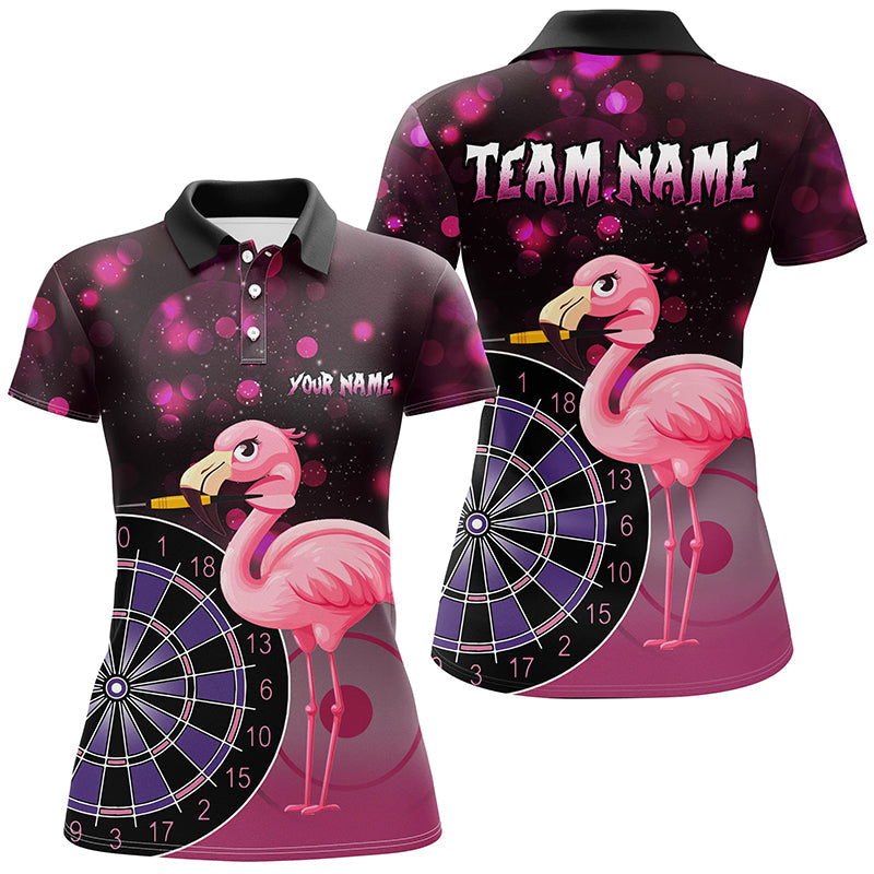 Pinkes Flamingo-Motiv Damen-Dartshirt, personalisiertes lustiges Geschenk TDM2209