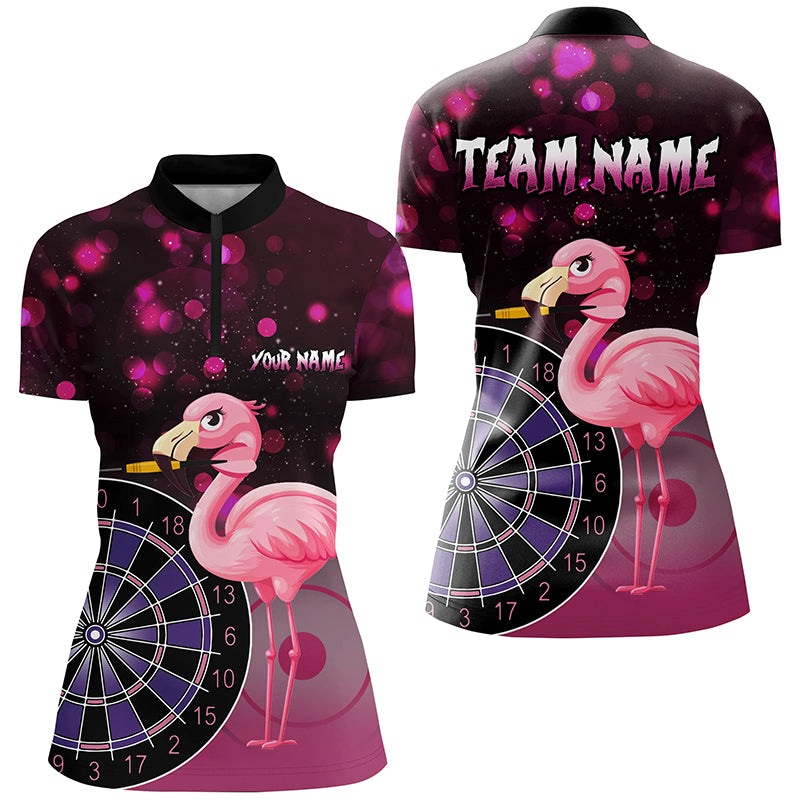 Pinkes Flamingo-Motiv Damen-Dartshirt, personalisiertes lustiges Geschenk TDM2209